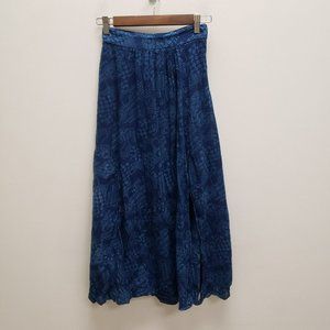 & Other Stories Blue Maxi Skirt Size US 4 Blue Slits Tie Back Abstract Flowy